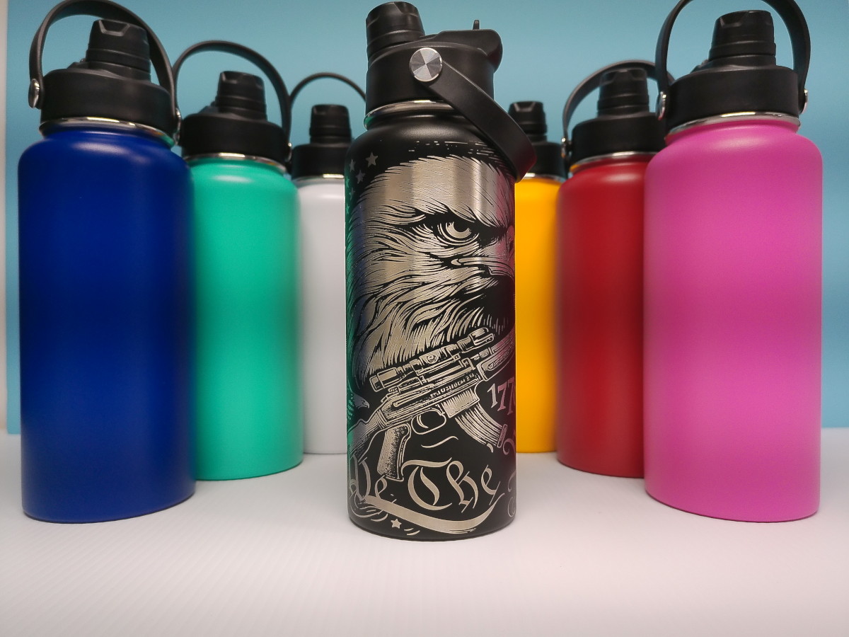 Custom laser engraved water bottles for hydration with personalized branding